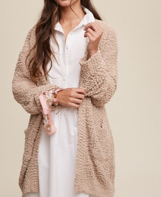 CLEARANCE - FINAL SALE - Popcorn Open Knit Cardigan Sweater