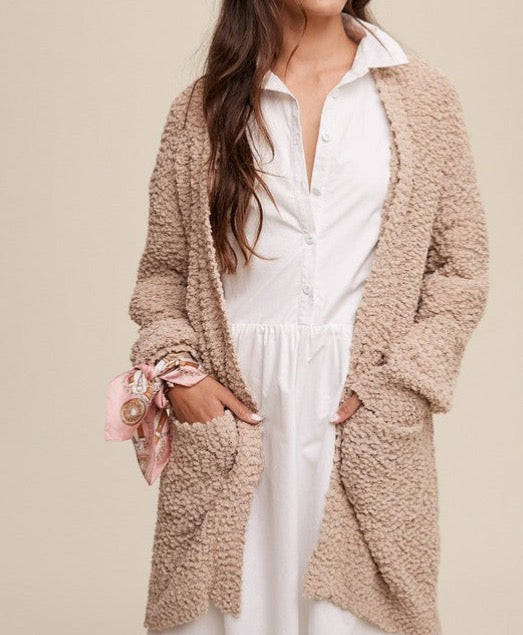 CLEARANCE - FINAL SALE - Popcorn Open Knit Cardigan Sweater