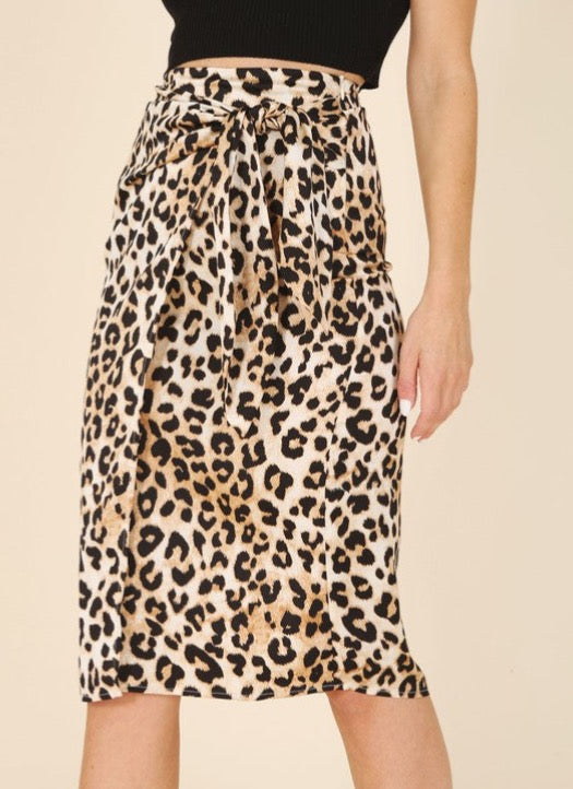 CLEARANCE - FINAL SALE - Satin Leopard Skirt