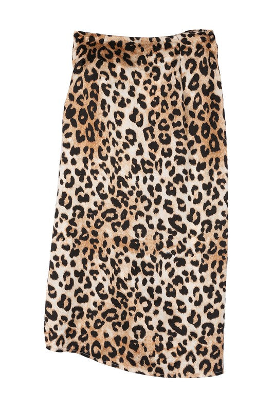 CLEARANCE - FINAL SALE - Satin Leopard Skirt