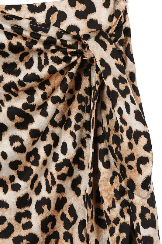 CLEARANCE - FINAL SALE - Satin Leopard Skirt