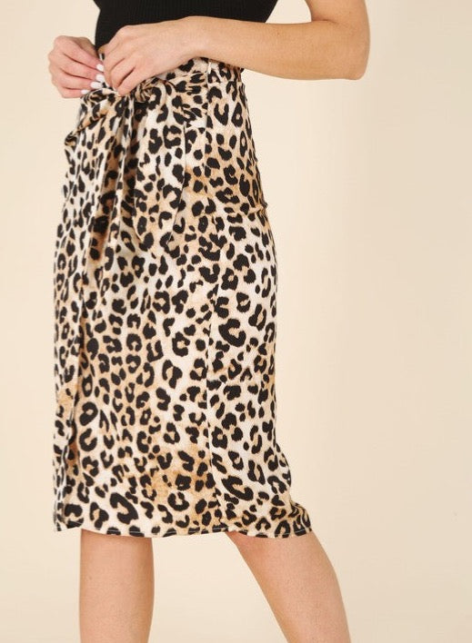 CLEARANCE - FINAL SALE - Satin Leopard Skirt