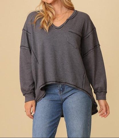 High Low Thermal Oversized Top