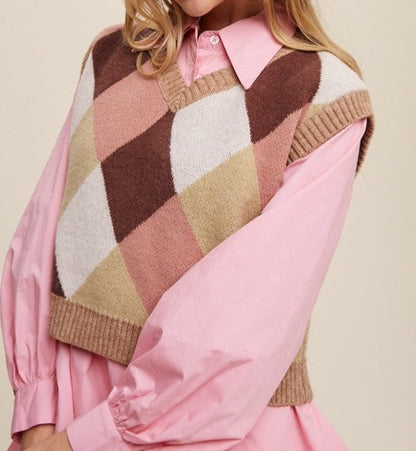 Argyle Cropped Sweater Vest