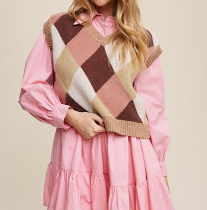 Argyle Cropped Sweater Vest